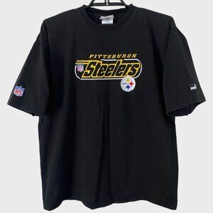 NFL Puma Pittsburgh Steelers T-Shirt Men's Large Black Short-Sleeve Football Tee